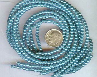 3mm Elegant Montana Blue Glass Pearls 50 pcs