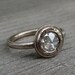 CLEARANCE - Low Profile Rose Cut Moissanite and Recycled 14k Palladium White Gold Ring - Alternative Wedding or Engagement - size 5.75