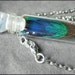 Peacock Feather In Miniature Apothecary Glass Bottle on Chain Steampunk Inspired