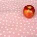 Oilcloth - Peachy Pink with Dots - remnant piece