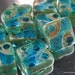 10mm Square Czech Glass Beads - Aqua Picasso 10 Pack