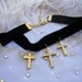 3 Crosses Black Velvet Choker