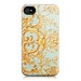 iPhone 4 Case, Plastic Case - Paris Photograph - Folie - Feminine, Elegant Filigree Pattern, Blue and Gold, Marie Antoinette