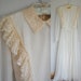 Handmade Wedding Dress with train / Ivory / Buttoned Back / Lace Ruffle Bodice / as found xs s