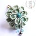 Vintage Shibori (Tie Dye) Kimono Miniature Hankusu (Half Decoration Ball) Tsumami Kanzashi with Turquoise and Dangling Bell Beads
