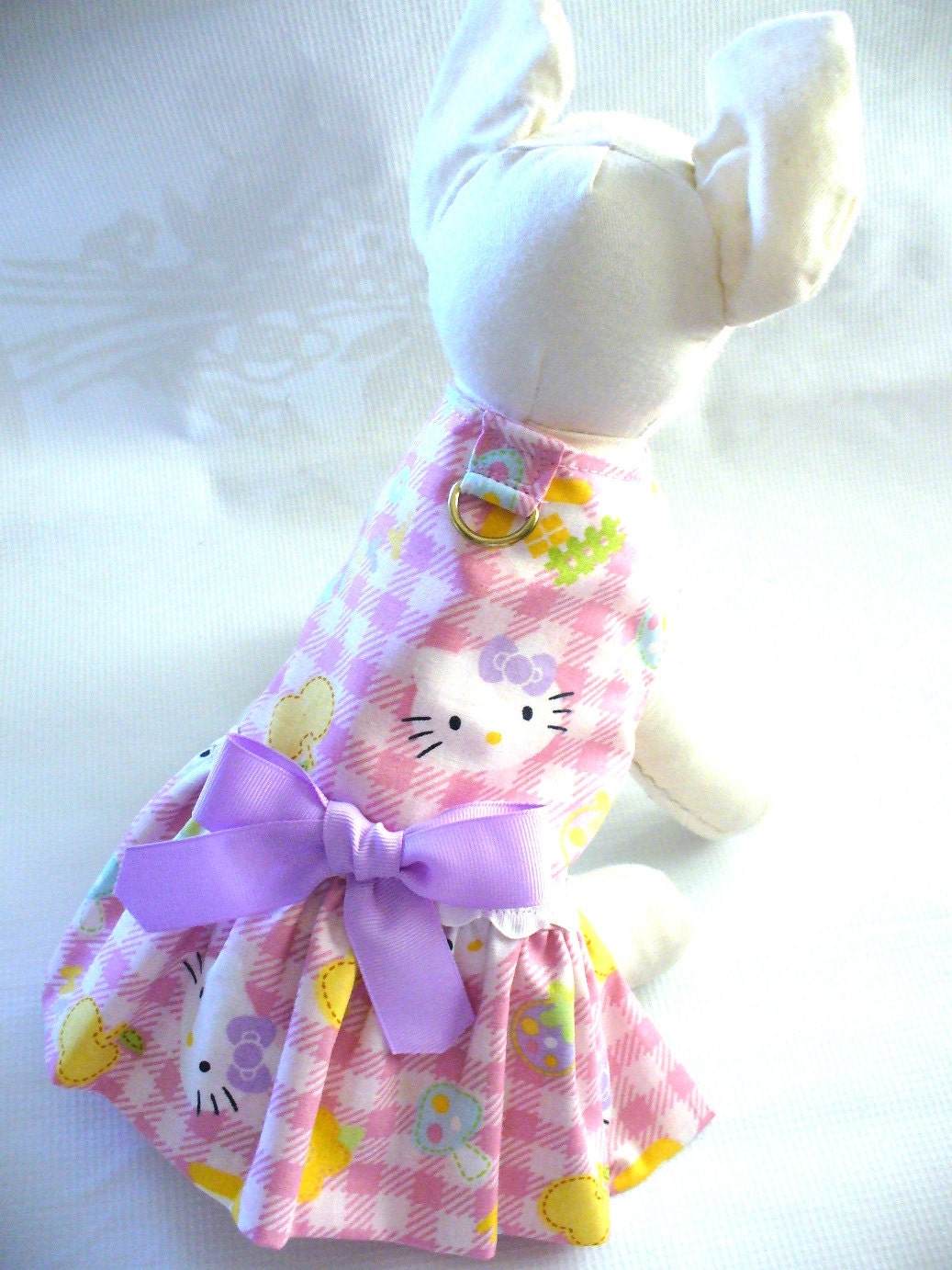 Hello Kitty print DOG Harness dress Puppy Cat Ferret or small