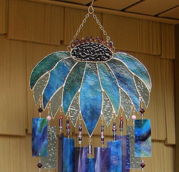 Kirk S Glass Art Stained Windchime Coneflower Stained Glass Windchime Coneflower Wind Chime Zoom