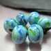 Handmade Lampwork Beads by GlassBeadArt ... Blue and green crazy lace ... SRA F12 ... 10x12mm