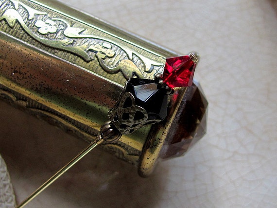 Onyx and Ruby Victorian Edwardian Stick Pin or Ascot Pin I by GardenOfWeedinGirl steampunk buy now online