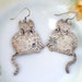 Silver Cat Earrings - Cat with Dangling Tail