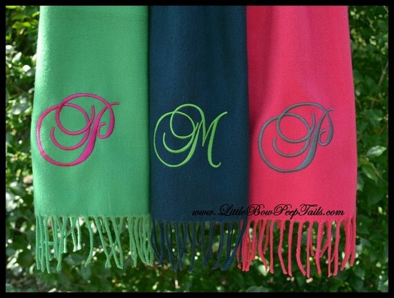 Single Initial Women&#39;s Personalized Scarf Monogrammed