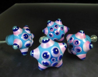 Cabinet Knobs Drawer Pulls Lampwork Glass Multi SRA