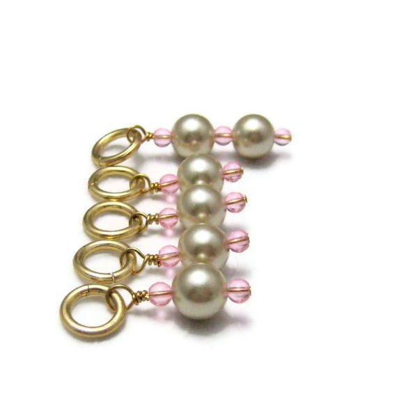 Knitting Stitch Marker Stitch Counter Row Counter Gold Pink
