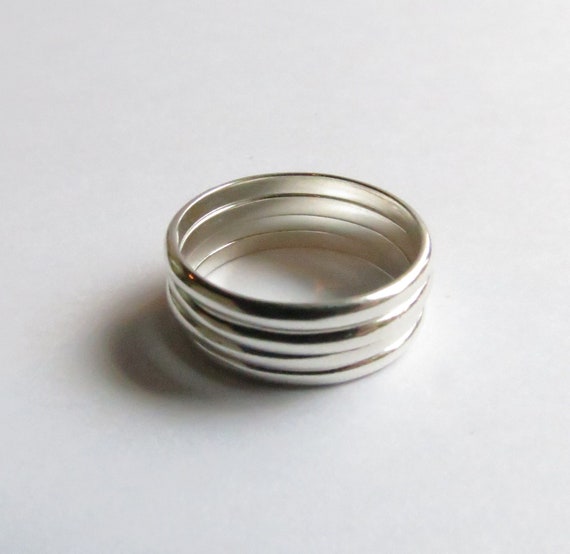Narrow Sterling Silver Tiffany Stacking Band Ring by touchthedutch