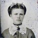 Vintage photo Teen Girl w Crocheted Snood and Ribbon in her Hair tinted