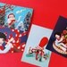 Postcard Set -Girls, Octopus and Alien (with free stickers)