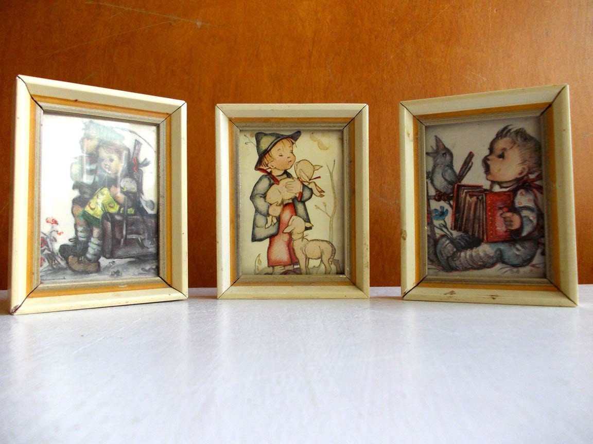 Vintage Hummel : Miniature Framed Prints 50s Germany