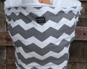 ORGANIC BAMBOO Baby Wrap Sling Carrier-Gray Chevron-One Size Fits All-Newborn to Toddler-DvD Included
