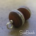 Lampwork Beads - SueBeads - Autumn Apple Butter Silver Stripe Earring Pair - Handmade Lampwork Beads - SRA M67