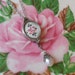 Reserved-Vintage Watch Case Necklace with Vintage Guilloche Enamel Rose Cameo and Freshwater Pearl