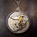 Antique Watch Movement necklace - Elaborate Sterling Silver wire wrapped - engraved jeweled - Large - Unique ooak - steampunk