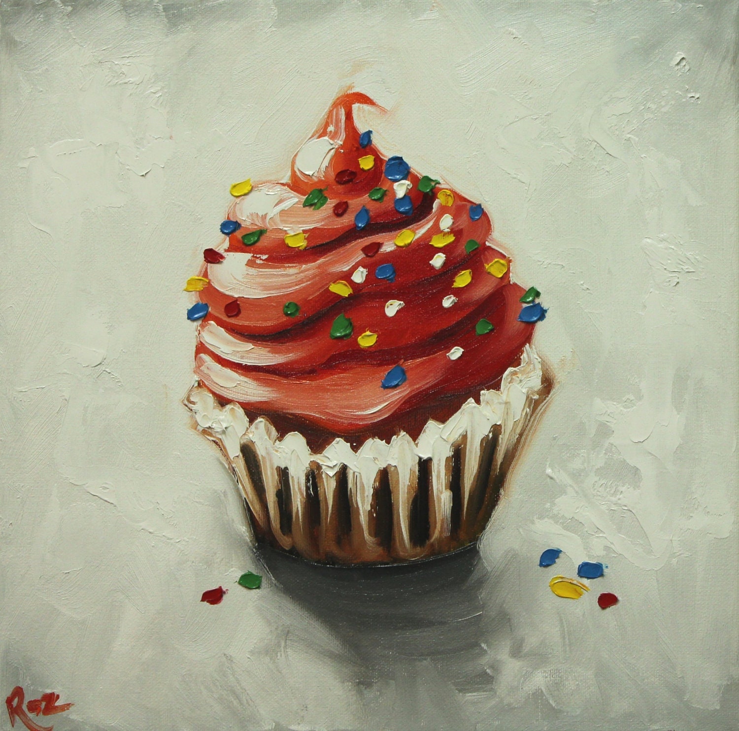 Cupcake painting 121 12x12 inch original still life oil
