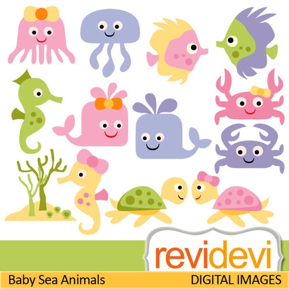 Sea animals clipart Baby sea animals digital clip art by revidevi