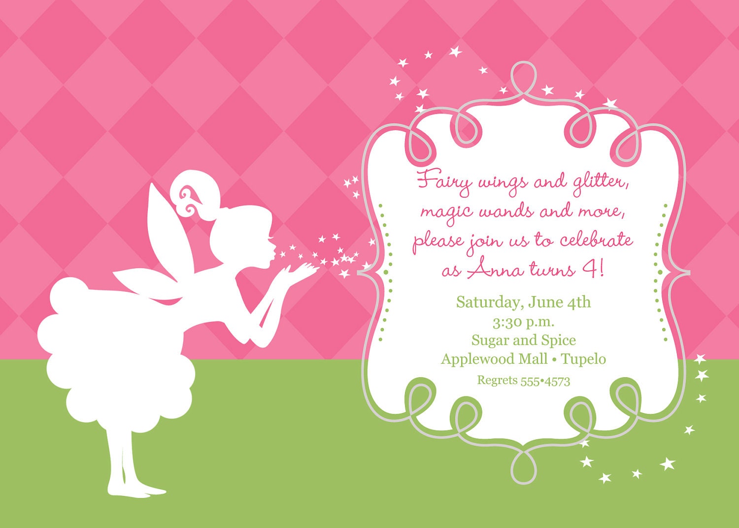 Pixies and Fairy Wings Birthday Invitation PRINTABLE