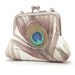 Petite peacock purse : Mini silk pouch / chain handle