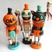 Halloween Jack O Lantern Man with Pumpkin Wand clay folk art