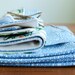 Organic Baby Blanket and Set of Two Burp Cloths in BLUE SCRIBBLES