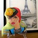 RESERVED For Danak85 PARISIAN Girl MANON Shaped Hand Painted Pillow with stand and quote (J'aime Paris.)