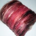 Spinning Fiber, Hand Drum Carded, Wool Roving, Alpaca Fiber and Silk in Oxblood and White 2.85 oz.