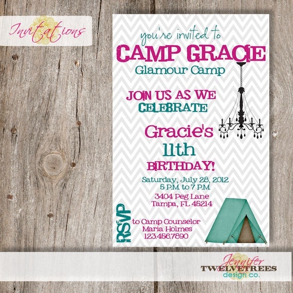 Glamping Birthday Invitations......DIY Printable......or add a