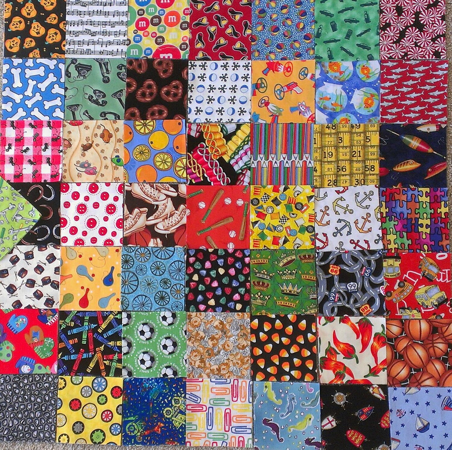 Boys Matching I spy quilt squares kit