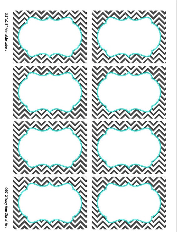 Turquoise Chevron Labels Print your own Labels 5 versions