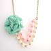 Asymmetrical Mint Green Fabric Flower Necklace Buy 3 Get 1 Free