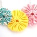 Pink Yellow and Blue Fabric YoYo Necklace