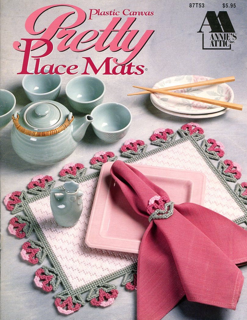 Pretty Placemats Plastic Canvas Pattern Six Cut Out Designs