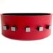 Red Hot Beaded Leather Cuff Bracelet with Hemetite Beads