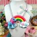 Unicorn Doll Rainbow Statement NECKLACE retro 80s eighties toy figure blue red green pink yellow stars emo scene lolita urban