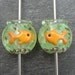 Lampwork beads 835 Lentils (2) Fishbowl with Goldfish