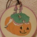 SALE: Vintage Halloween Lady Sitting on Jack-O-Lantern Tally Art Deco