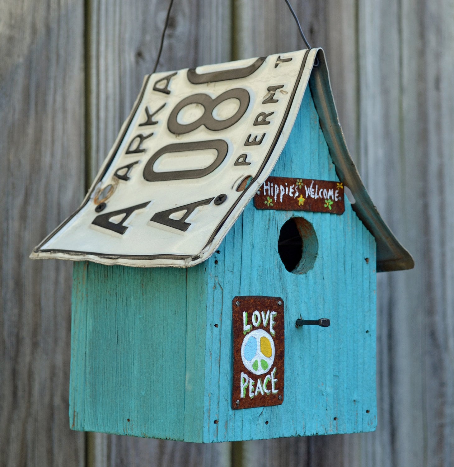 Birdhouse Hippie House Peace sign