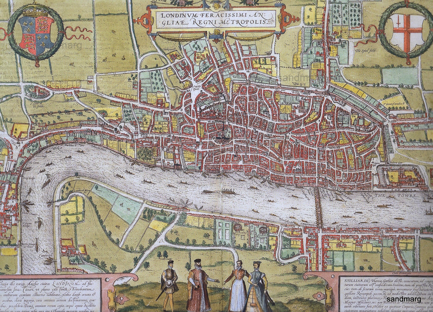 Historical Map of Mid-Tudor London Frans Hogenberg