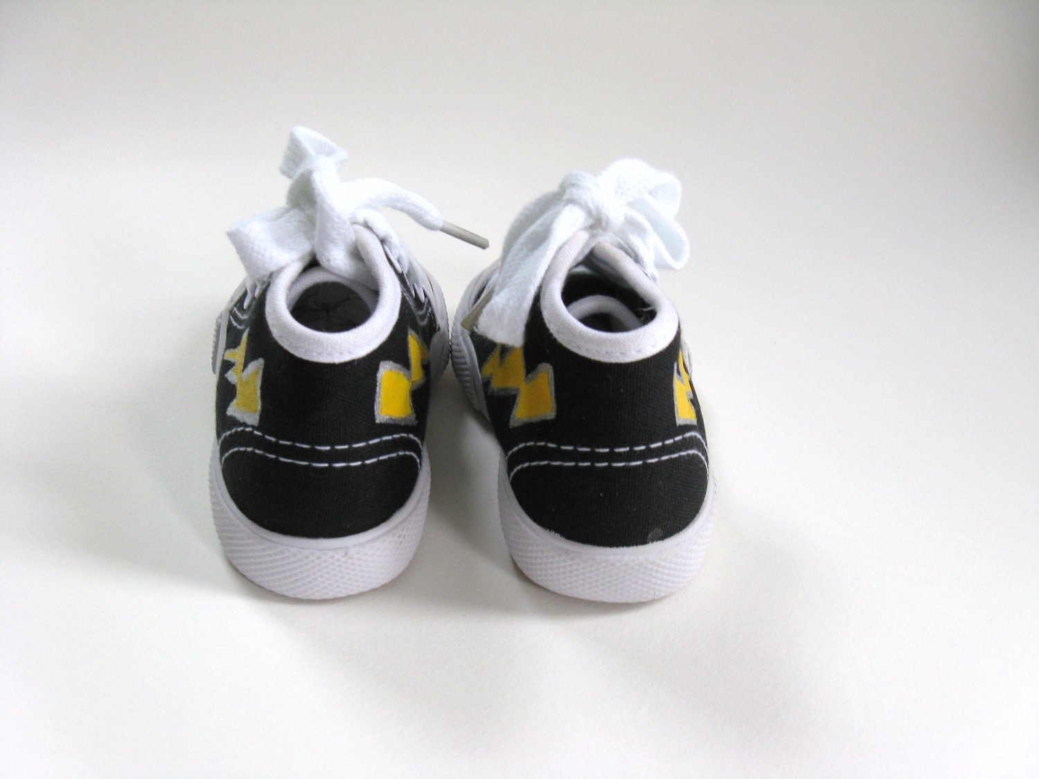 Lightning Bolt Shoes Hand Painted Black Hi Top Hero Sneakers