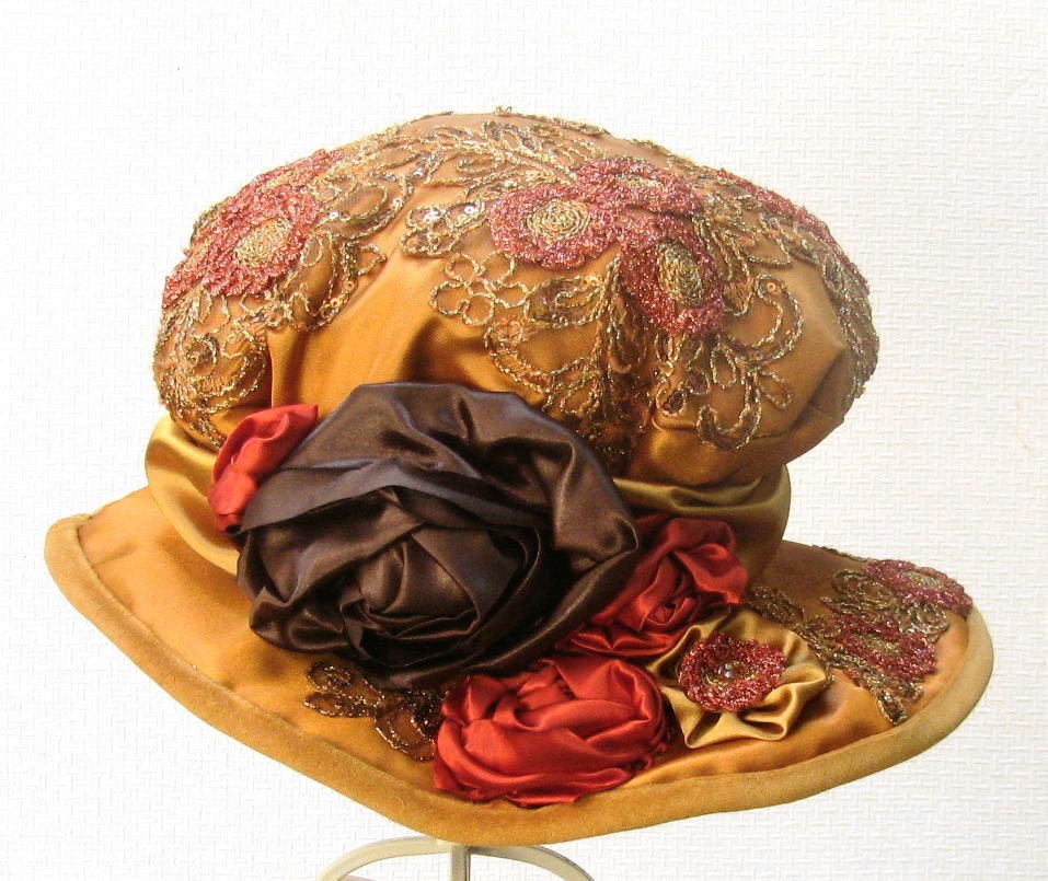 Elaborate Edwardian Hat Handmade Flowers Renaissance Faire