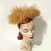 Vintage 50s Hat Feather Cocktail Pillbox Swirl Fawn - Saks Fifth Ave