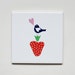 Small screenprinted tile strawberry bird
