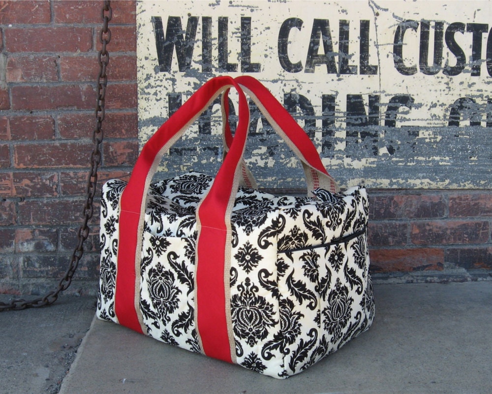 Weekender Duffel in Damask Print Fabric made to order